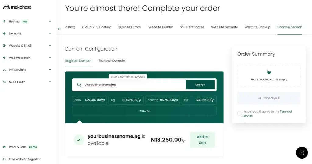 ng domain registration
